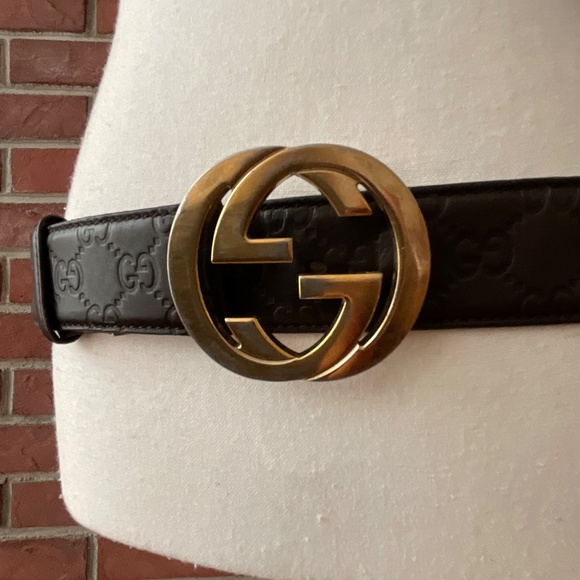 Gucci Guccissima Embossed Brown Leather Gg Marmont Belt Size 90/36 Made in Italy - Picture 9 of 13